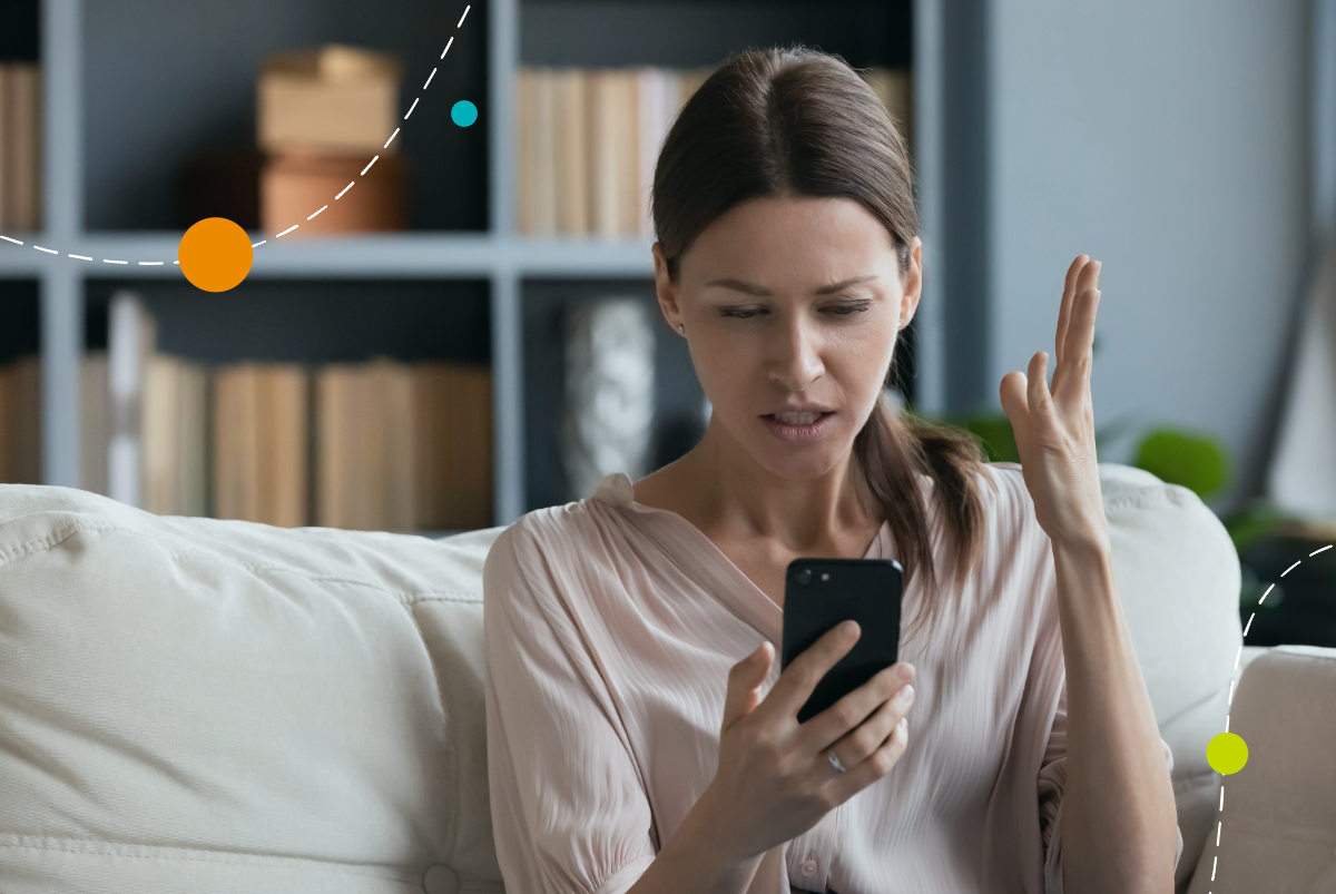 Woman confused on phone